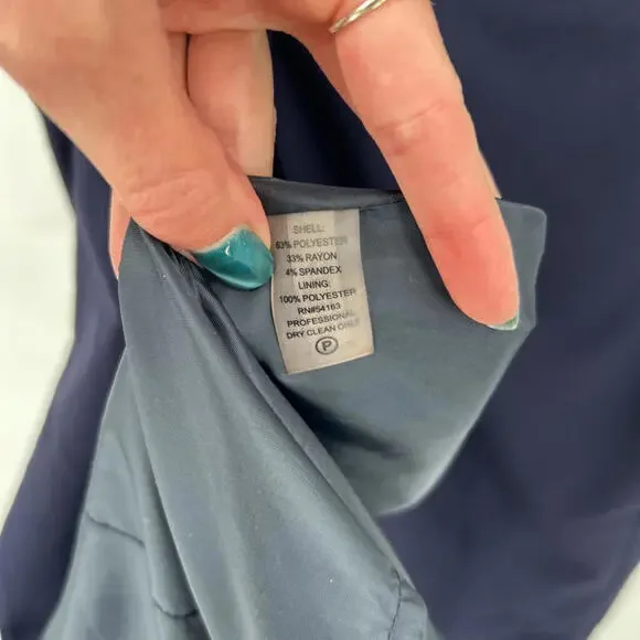 Women's Calvin Klein Cap Sleeve Crossover Wrap Navy Blue Dress 10 - Picture 6 of 6